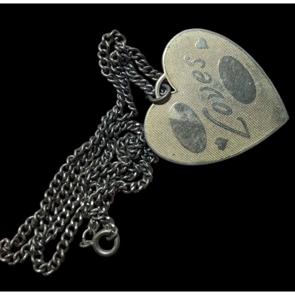 Vintage Engravable Heart Shaped Loves Gold Tone Pendant Necklace - Picture 4 of 12